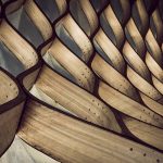 Abstract structure of curved wooden panels