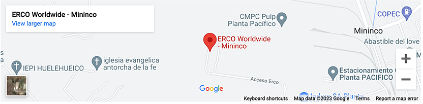 Map of Mininco, Chile Location of ERCO Worldwide