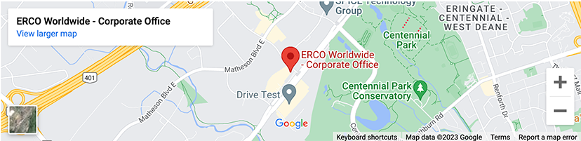 Map of Corporate Office of ERCO Worldwide LP