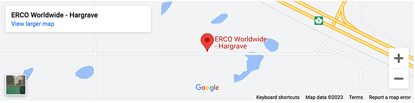Map of Hargrave Location of ERCO Worldwide