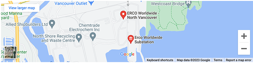 Map of North Vancouver Location of ERCO Worldwide
