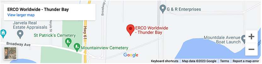 Map of Thunder Bay Location of ERCO Worldwide