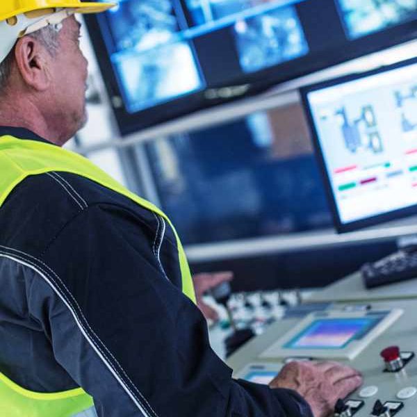 Senior Technician Working at Computer Station